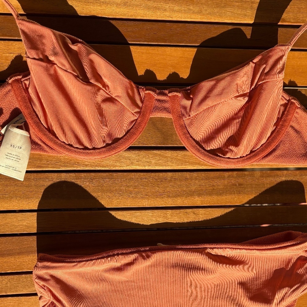 XS NWT WEWOREWHAT Bikini Swimsuit Set Clay / Orange - Picture 2 of 6